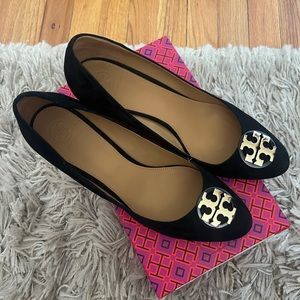 Tory Burch Claire 65MM Closed Toe Wedge Suede (Size 10)